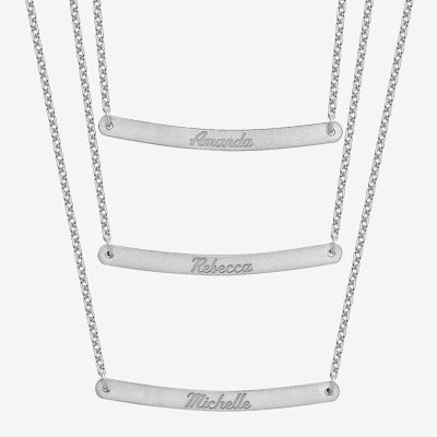 Personalized Sterling Silver 3-pc. Name Bar Pendant Necklace Set