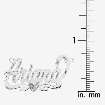 Personalized 16x37mm Diamond Cut Scroll Name Necklace