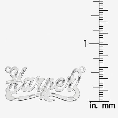 Personalized 15x45mm Diamond-Cut Scroll Name Necklace 