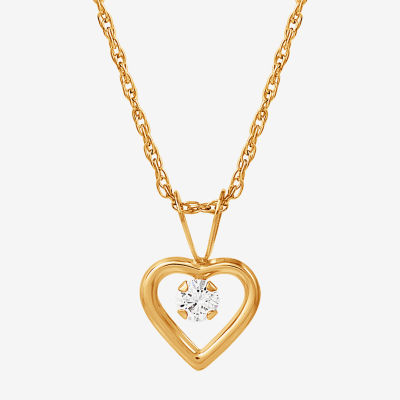 Girls 14K Gold & Cubic Zirconia Heart Pendant Necklace