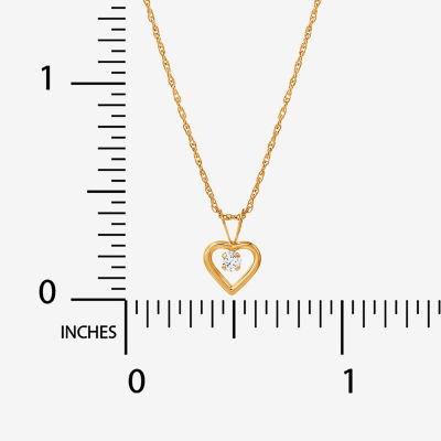 Girls 14K Gold & Cubic Zirconia Heart Pendant Necklace