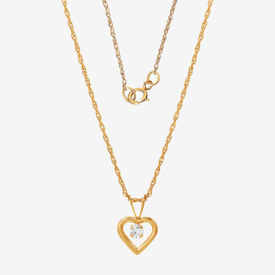 Girls 14K Gold & Cubic Zirconia Heart Pendant Necklace