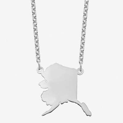 Personalized Sterling Silver Alaska Pendant Necklace