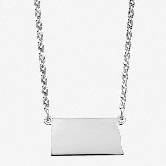 Personalized Sterling Silver North Dakota Pendant Necklace