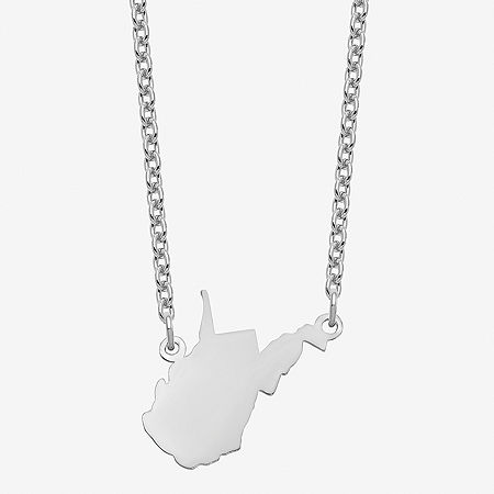 Personalized Sterling Silver West Virginia Pendant Necklace, One Size, One Size