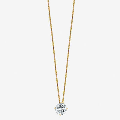 Womens / CT. T.W. White Moissanite 14K Gold Round Pendant Necklace