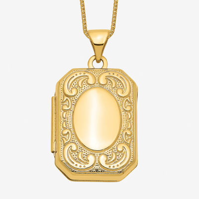 Womens 14K Gold Rectangular Locket Necklace