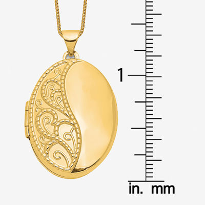 Womens 14K Gold Oval Locket Necklace
