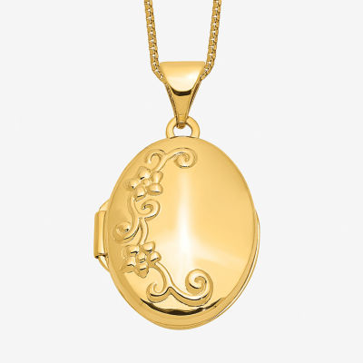 Womens 14K Gold Oval Locket Necklace