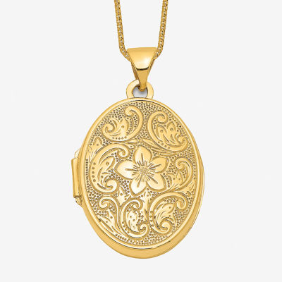 Womens 14K Gold Oval Locket Necklace