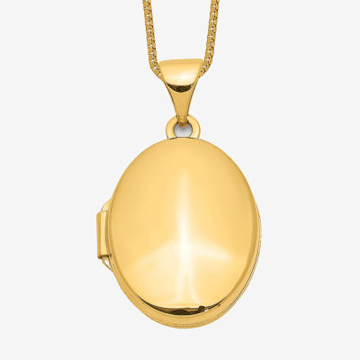 Womens 14K Gold Oval Locket Necklace