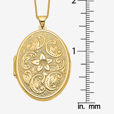 Womens 14K Gold Oval Locket Necklace