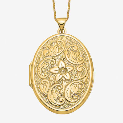 Womens 14K Gold Oval Locket Necklace