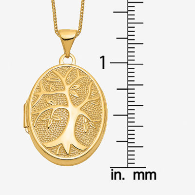 Tree Of Life Womens 14K Gold Oval Locket Necklace