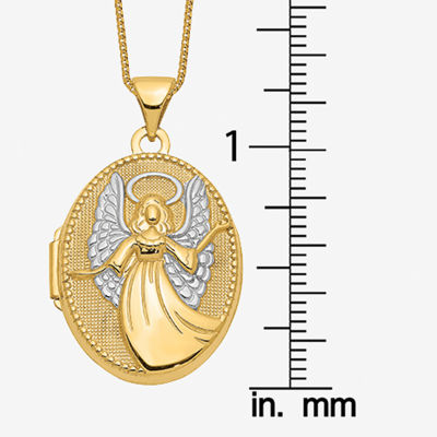 Womens 14K Gold Angel Oval Locket Necklace