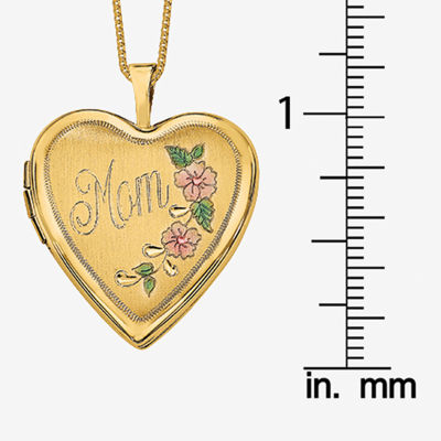 "Mom" Womens 14K Gold Heart Locket Necklace