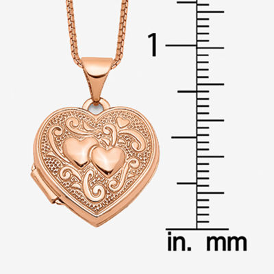 Floral Womens 14K Rose Gold Heart Locket Necklace
