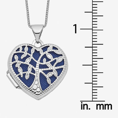 Tree Of Life Womens 14K White Gold Heart Locket Necklace