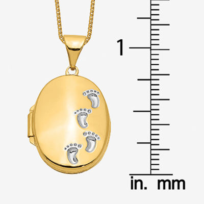 Womens 14K Two Tone Gold Oval Locket Necklace
