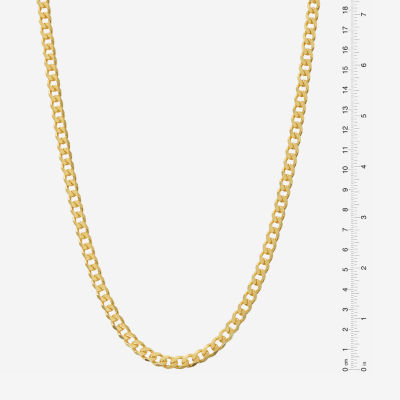 Made in Italy 24K Gold Over Silver 24 Inch Semisolid Curb Chain Necklace