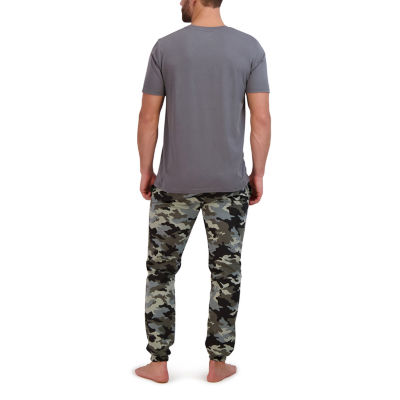 Hanes Mens Crew Neck Short Sleeve 2-pc. Pajama Sets