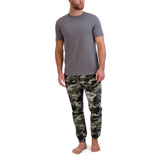 Hanes Mens Crew Neck Short Sleeve 2-pc. Pant Pajama Set - JCPenney