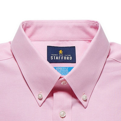 Stafford Big and Tall Coolmax All Season Oxford Mens Button Down Collar Long Sleeve Stretch Fabric Wrinkle Free Dress Shirt