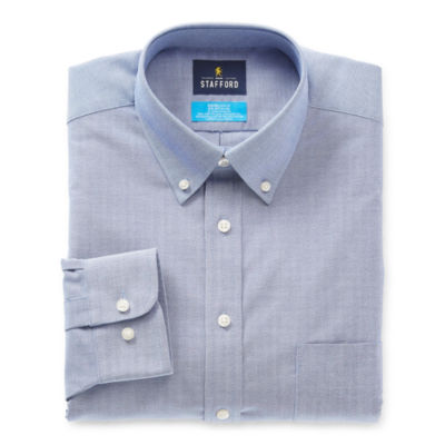 Stafford Mens Short Sleeve Wrinkle Free Oxford Button Down Collar