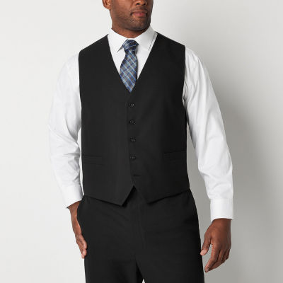 Shaquille O'Neal XLG Big and Tall Black Mens Stretch Fabric Classic Fit Suit Vest