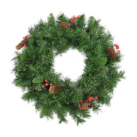 Northlight Pinecone And Berry 24 Pine Artificial Christmas Wreath, One Size, Green