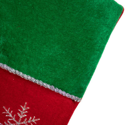 20'' Red Velveteen Sequined Christmas Tree Stocking with Green Cuff