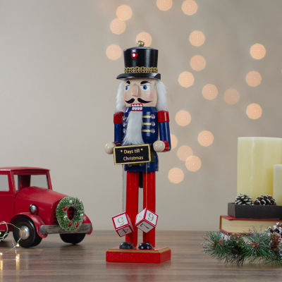 14'' Red and Blue Christmas Nutcracker with Countdown Sign