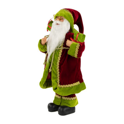 16'' Grand Imperial Red and Green Santa Claus with Gift Bag Christmas Figure