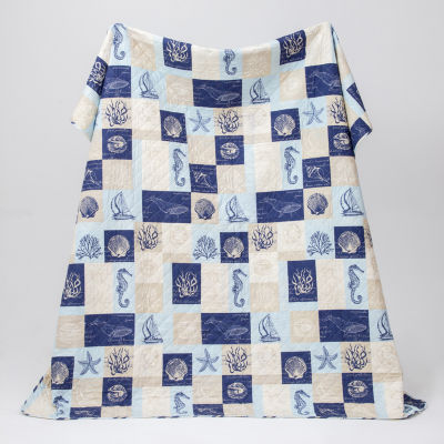 Linery Seashell Patchwork Reversible Quilt Set