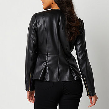 a.n.a Faux Leather Motorcycle Jacket, Color: Black - JCPenney