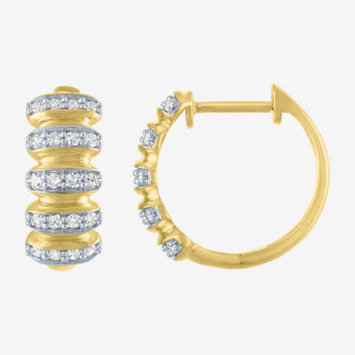 (Gh / Si2 I1) Womens 1/3 CT. T.W. Lab Grown White Diamond 10K Gold 14mm Hoop Earrings