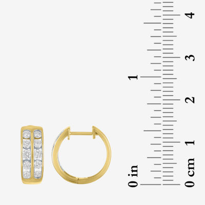 (Gh / Si2 I1) Womens 1 CT. T.W. Lab Grown White Diamond 10K Gold 15mm Hoop Earrings