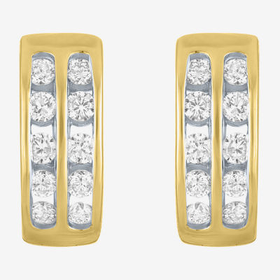 (Gh / Si2 I1) Womens 1/3 CT. T.W. Lab Grown White Diamond 10K Gold 11mm Hoop Earrings