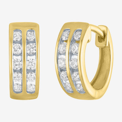 (Gh / Si2 I1) Womens 1/3 CT. T.W. Lab Grown White Diamond 10K Gold 11mm Hoop Earrings