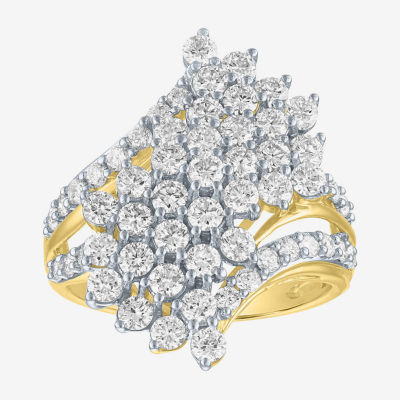 (G-H, Si2-I1) Womens 2 CT. T.W. Lab Grown White Diamond 10K Gold Bypass  Cocktail Ring