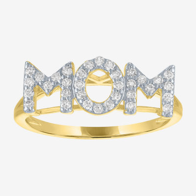 Diamond Addiction (G-H, Si2-I1) "Mom" Womens 1/4 CT. T.W. Lab Grown White Diamond 14K Gold Over Silver Sterling Silver Band