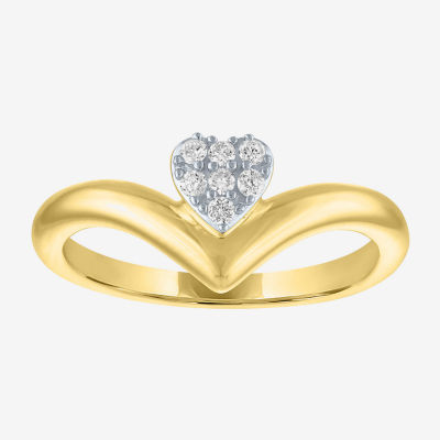 Diamond Addiction (G-H, Si2-I1) Womens 1/10 CT. T.W. Lab Grown White Diamond 14K Gold Over Silver Sterling Silver Heart Chevron Cocktail Ring