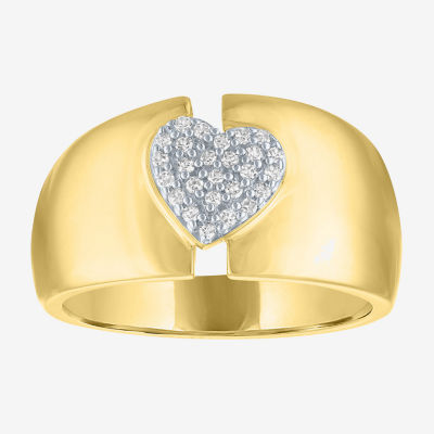 Diamond Addiction (G-H, Si2-I1) Womens 11M 1/10 CT. T.W. Lab Grown White Diamond 14K Gold Over Silver Sterling Silver Heart Band