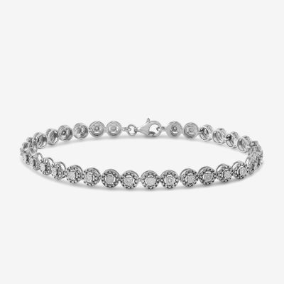 Womens 1/10 CT. T.W. Lab Grown White Diamond Sterling Silver 7.25 Inch Tennis Bracelet