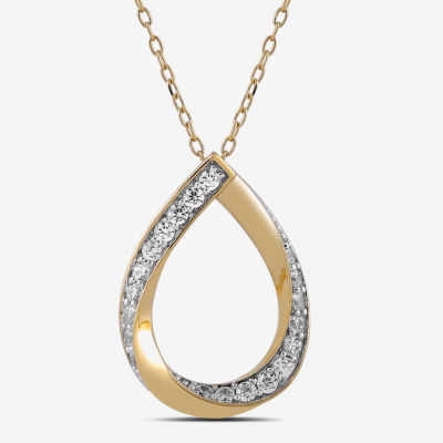 (I / I2) Womens 1/3 CT. T.W. Lab Grown White Diamond 14K Gold Over Silver Sterling Silver Oval 18 Inch Pendant Necklace