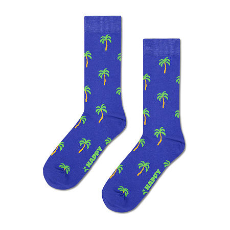 Happy Socks Lite Palm Trees Mens 1 Pair Crew Socks In Blue