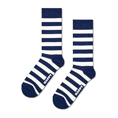 Happy Socks Lite Stripes Mens 1 Pair Crew Socks In Blue