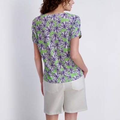 Stella Parker Womens Elbow Sleeve Regular Fit Button-Down Shirt