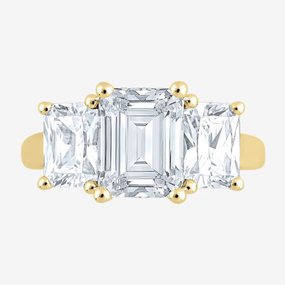 Love Lives Forever (F / Vs2) Womens 4 CT. T.W. Lab Grown White Diamond 10K Gold Rectangular 3-Stone Engagement Ring