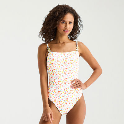 Arizona Womens Juniors Cheeky One Piece Swimsuit